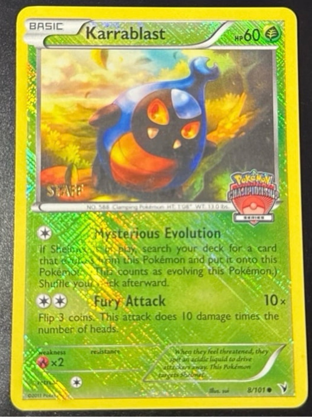Karrablast 8/101 Championship series STAFF STAMPED Promo Rare/common 2014 collec